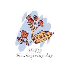 Vector linear design Harvest festival greetings card. Typography ang icon for autumn holiday background, banners or posters and other printables.
