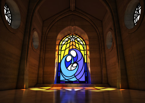 Stained Glass Window Nativity Scene