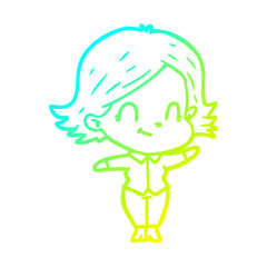 cold gradient line drawing cartoon friendly girl