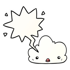 cute cartoon cloud and speech bubble in smooth gradient style
