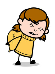 Heavy Burden - Retro Cartoon Girl Teen Vector Illustration