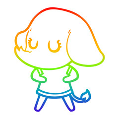 rainbow gradient line drawing cute cartoon elephant