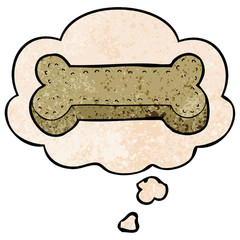 cartoon dog biscuit and thought bubble in grunge texture pattern style