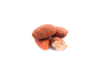 group of almonds isolated on white