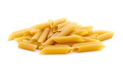 heap of pasta on white background