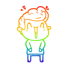 rainbow gradient line drawing cartoon excited man