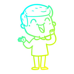 cold gradient line drawing cartoon happy man