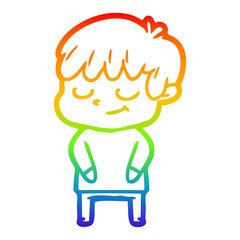 rainbow gradient line drawing cartoon happy boy