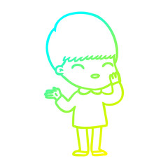 cold gradient line drawing happy cartoon boy