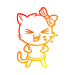 warm gradient line drawing cartoon cat