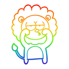 rainbow gradient line drawing cartoon bored lion