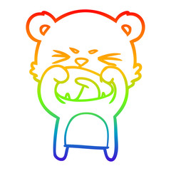 rainbow gradient line drawing angry cartoon bear