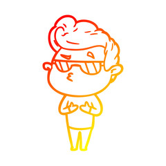 warm gradient line drawing cartoon cool guy