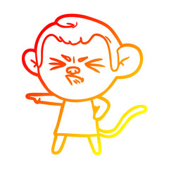 warm gradient line drawing cartoon annoyed monkey
