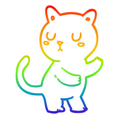 rainbow gradient line drawing cartoon cat