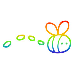 rainbow gradient line drawing cartoon buzzing bee