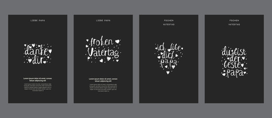 Fathers day cards kit in german language: love you dad, happy fathers day, thank you, you are the best