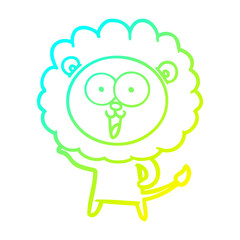 cold gradient line drawing happy cartoon lion