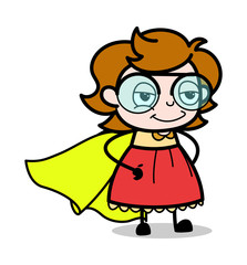 Super Woman Costume - Teenager Cartoon Intelligent Girl Vector Illustration