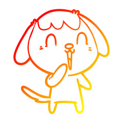 warm gradient line drawing cute cartoon dog
