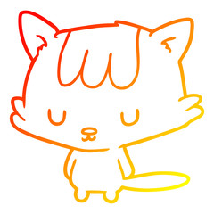 warm gradient line drawing cartoon cat