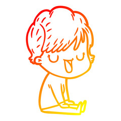 warm gradient line drawing cartoon woman talking