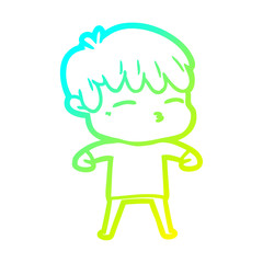 cold gradient line drawing cartoon frustrated man