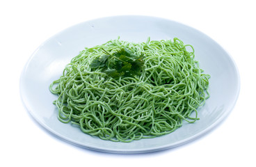 green noodle isolated on white