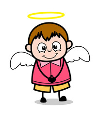 Angel Kid - Teenager Cartoon Fat Boy Vector Illustration