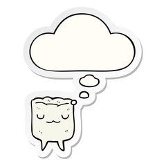 cartoon tooth and thought bubble as a printed sticker
