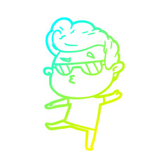 cold gradient line drawing cartoon cool guy