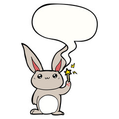 cute cartoon rabbit and speech bubble