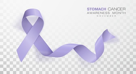 Stomach Cancer Awareness Month. Periwinkle Color Ribbon Isolated On Transparent Background. Vector Design Template For Poster.