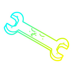 cold gradient line drawing cartoon spanner