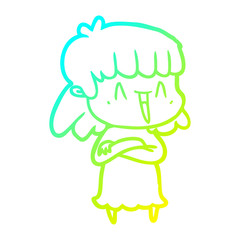 cold gradient line drawing cartoon woman