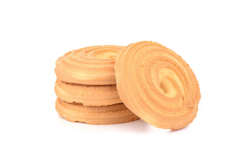 Round butter biscuits isolated on a white background.