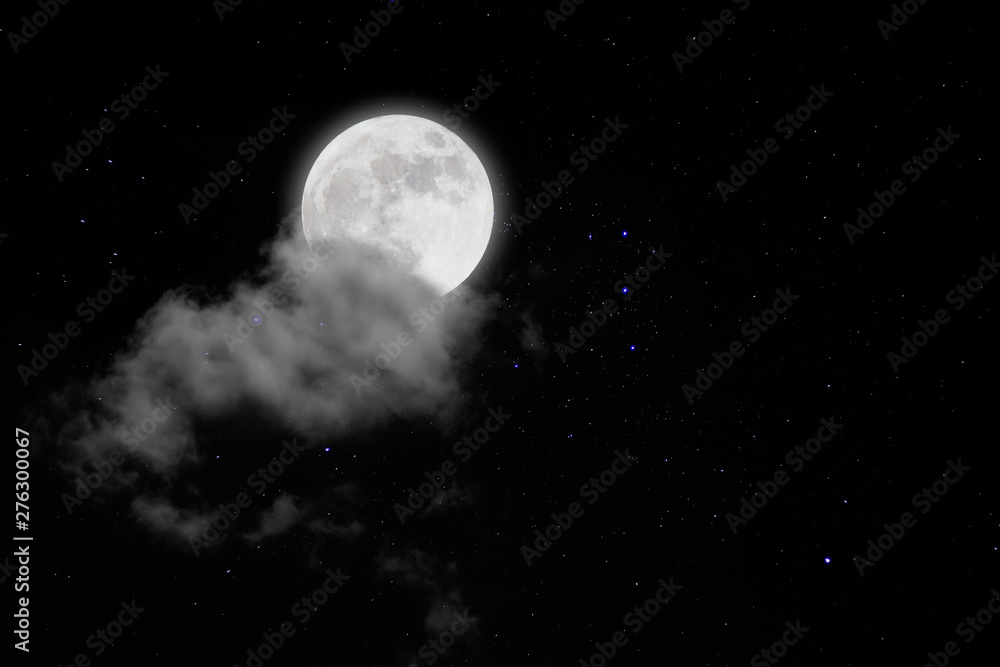 Canvas Prints full moon with starry and clouds background. romantic night.