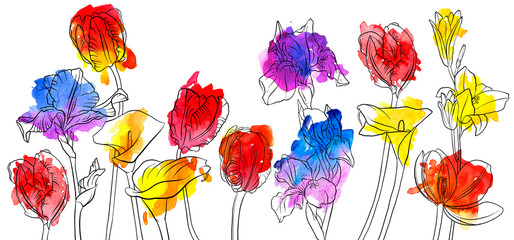 vector drawing flowers