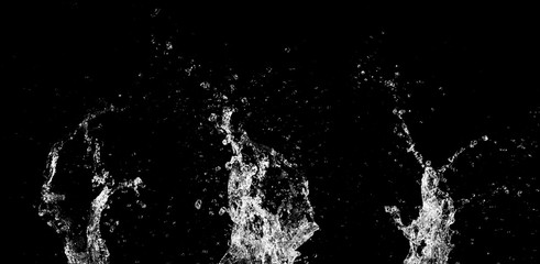 Water splashes isolated on black background