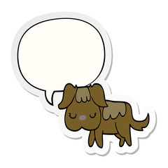 cartoon dog and speech bubble sticker