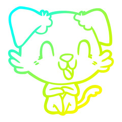 cold gradient line drawing laughing cartoon dog