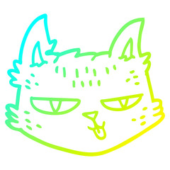 cold gradient line drawing cartoon happy cat