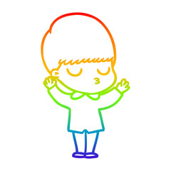 rainbow gradient line drawing cartoon calm boy