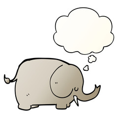 cartoon elephant and thought bubble in smooth gradient style
