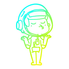 cold gradient line drawing cartoon confident astronaut