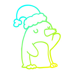 cold gradient line drawing cute cartoon christmas penguin