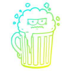 cold gradient line drawing cartoon mug of beer