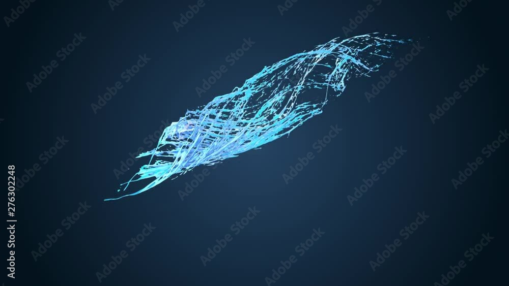 Poster 4k blue splash moves past the camera in slow motion in cartoon style. 3d animation of liquid with lu