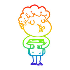 rainbow gradient line drawing cartoon man singing