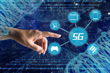 Blue background 5g era changes life